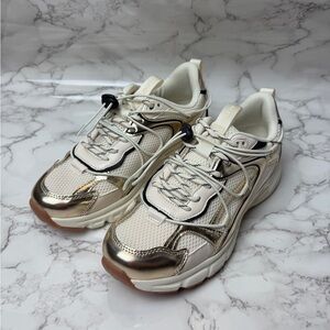 Aldo Clubfly-156 Women's Cream and Gold Sneakers US Size 6